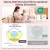 imageMomcozy Pioneering Safety Fence Nursing Pillow for Breastfeeding Wider Feeding Pillows for More Support for Mom ampamp Baby Easier Nursing ampamp Hand Free Fit for All Removable Cotton CoverPink