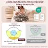 imageMomcozy Pioneering Safety Fence Nursing Pillow for Breastfeeding Wider Feeding Pillows for More Support for Mom ampamp Baby Easier Nursing ampamp Hand Free Fit for All Removable Cotton CoverGrey