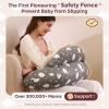 imageMomcozy Pioneering Safety Fence Nursing Pillow for Breastfeeding Wider Feeding Pillows for More Support for Mom ampamp Baby Easier Nursing ampamp Hand Free Fit for All Removable Cotton CoverGrey