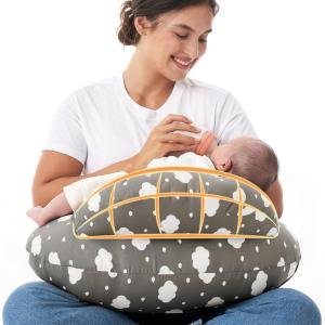 imageMomcozy Pioneering Safety Fence Nursing Pillow for Breastfeeding Wider Feeding Pillows for More Support for Mom ampamp Baby Easier Nursing ampamp Hand Free Fit for All Removable Cotton CoverGrey