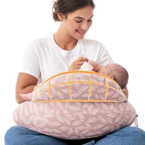 imageMomcozy Pioneering Safety Fence Nursing Pillow for Breastfeeding Wider Feeding Pillows for More Support for Mom ampamp Baby Easier Nursing ampamp Hand Free Fit for All Removable Cotton CoverPink