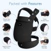 imageMomcozy Baby Carrier with Natural Cotton Linen Built to Last Ergonomic Design Lightweight and Comfortable HandsFree for MomsampampDads Brown CheckerboardAir MeshBlack