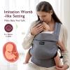 imageMomcozy Baby Carrier with Natural Cotton Linen Built to Last Ergonomic Design Lightweight and Comfortable HandsFree for MomsampampDads Brown CheckerboardCottonGrey