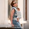 imageMomcozy Baby Carrier with Natural Cotton Linen Built to Last Ergonomic Design Lightweight and Comfortable HandsFree for MomsampampDads Brown CheckerboardCotton LinenSlate Checkerboard