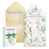 imageMomcozy Baby Hooded Towel 2 Pack Baby Towel Set Super Soft Bath Towel with Original Design Shower Gifts for Infant Toddler 28 X 28 Inch Lemon LeavesLemon Leaves