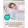 imageMomcozy Body Pillow for Pregnancy J Shaped Pregnancy Pillows for Side Sleeping Soft Maternity Pillow with Jersey Cotton Cover for Head Neck Belly Support PinkGrey
