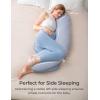 imageMomcozy Body Pillow for Pregnancy J Shaped Pregnancy Pillows for Side Sleeping Soft Maternity Pillow with Jersey Cotton Cover for Head Neck Belly Support PinkGrey