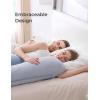 imageMomcozy Body Pillow for Pregnancy J Shaped Pregnancy Pillows for Side Sleeping Soft Maternity Pillow with Jersey Cotton Cover for Head Neck Belly Support PinkGrey