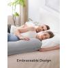 imageMomcozy Body Pillow for Pregnancy J Shaped Pregnancy Pillows for Side Sleeping Soft Maternity Pillow with Jersey Cotton Cover for Head Neck Belly Support PinkCooling Fabric  Deep Grey