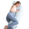 imageMomcozy Body Pillow for Pregnancy J Shaped Pregnancy Pillows for Side Sleeping Soft Maternity Pillow with Jersey Cotton Cover for Head Neck Belly Support PinkBlue