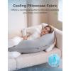 imageMomcozy Body Pillow for Pregnancy J Shaped Pregnancy Pillows for Side Sleeping Soft Maternity Pillow with Jersey Cotton Cover for Head Neck Belly Support PinkCooling Fabric  Deep Grey