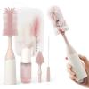 imageMomcozy Bottle Brush Set  Baby Bottle Cleaner Kit with Silicone Brush Nipple Brush Straw Brush Soap Dispenser Drying Rack  7 in 1 Bottle Cleaning Tool for Home and TravelPink