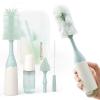 imageMomcozy Bottle Brush Set  Baby Bottle Cleaner Kit with Silicone Brush Nipple Brush Straw Brush Soap Dispenser Drying Rack  7 in 1 Bottle Cleaning Tool for Home and TravelGreen