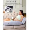 imageMomcozy Cooling Pregnancy PillowOriginal F Shaped Maternity Pillow for Pregnant Women with Adjustable Wedge Pillow Full Body Support Pregnancy Pillows for Side Sleeping with Velvet Cover Light GreyGrey Cooling Cover