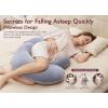 imageMomcozy Cooling Pregnancy PillowOriginal F Shaped Maternity Pillow for Pregnant Women with Adjustable Wedge Pillow Full Body Support Pregnancy Pillows for Side Sleeping with Velvet Cover Light GreyVelvet  Grey
