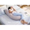 imageMomcozy Cooling Pregnancy PillowOriginal F Shaped Maternity Pillow for Pregnant Women with Adjustable Wedge Pillow Full Body Support Pregnancy Pillows for Side Sleeping with Velvet Cover Light GreyCooling Grey
