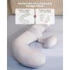 imageMomcozy Cooling Pregnancy PillowOriginal F Shaped Maternity Pillow for Pregnant Women with Adjustable Wedge Pillow Full Body Support Pregnancy Pillows for Side Sleeping with Velvet Cover Light GreyCooling Grey