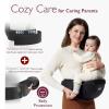 imageMomcozy Hip Seat Baby Carrier  Adjustable Waistband with Original 3D Belly Protector Ergonomic Carrier with Various Pockets for Toddlers up to 45lbs Grey Medium 2745INBlack