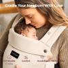 imageMomcozy Newborn Baby Carrier  Ergonomic Cozy and Lightweight Carrier for 724lbs Adjustable Neck Support with Sunshield Breathable Airmesh Perfect for Summer Outing Silver GreyKhaki