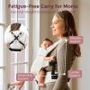 imageMomcozy Newborn Baby Carrier  Ergonomic Cozy and Lightweight Carrier for 724lbs Adjustable Neck Support with Sunshield Breathable Airmesh Perfect for Summer Outing Silver GreyKhaki