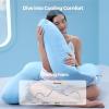 imageMomcozy Pregnancy Pillow with Cooling Cover Dreamlign U Pro Maternity Pillow with Adjustable Leg Pillow  Support for Back HIPS Belly Legs for Pregnant Women 5072 Inch Full Body Pillow GreyBlue Cooling Fabric