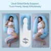 imageMomcozy Pregnancy Pillow with Cooling Cover Dreamlign U Pro Maternity Pillow with Adjustable Leg Pillow  Support for Back HIPS Belly Legs for Pregnant Women 5072 Inch Full Body Pillow GreyBlue Cooling Fabric