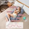 imageMomcozy Pregnancy Pillow with Cooling Cover Dreamlign U Pro Maternity Pillow with Adjustable Leg Pillow  Support for Back HIPS Belly Legs for Pregnant Women 5072 Inch Full Body Pillow GreyGrey