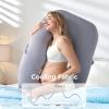 imageMomcozy Pregnancy Pillow with Cooling Cover Dreamlign U Pro Maternity Pillow with Adjustable Leg Pillow  Support for Back HIPS Belly Legs for Pregnant Women 5072 Inch Full Body Pillow GreyGrey Cooling Fabric