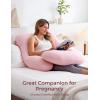 imageMomcozy Pregnancy Pillows with Cooling Cover UShaped Full Body Maternity Pillow for Side Sleepers 57 Inch  Support for Back Hip Belly Legs for Pregnant WomenPink