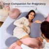 imageMomcozy Pregnancy Pillows with Cooling Cover UShaped Full Body Maternity Pillow for Side Sleepers 57 Inch  Support for Back Hip Belly Legs for Pregnant WomenGrey