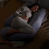 imageMomcozy Pregnancy Pillows with Cooling Cover UShaped Full Body Maternity Pillow for Side Sleepers 57 Inch  Support for Back Hip Belly Legs for Pregnant WomenGrey