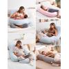 imageMomcozy Pregnancy Pillows with Cooling Cover UShaped Full Body Maternity Pillow for Side Sleepers 57 Inch  Support for Back Hip Belly Legs for Pregnant WomenLight Blue