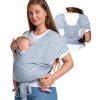 imageMomcozy Adjustable Buckle Baby Wrap Carrier Cooling AirMesh Easy to Wear Baby Carrier Sling Baby Carriers Newborn to Toddler 835lbs Suit for Waist 3047inch Regular Grey GreenGrey