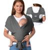 imageMomcozy Adjustable Buckle Baby Wrap Carrier Cooling AirMesh Easy to Wear Baby Carrier Sling Baby Carriers Newborn to Toddler 835lbs Suit for Waist 3047inch Regular Grey GreenDeep Grey