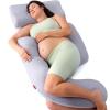 imageMomcozy Cooling Pregnancy PillowOriginal F Shaped Maternity Pillow for Pregnant Women with Adjustable Wedge Pillow Full Body Support Pregnancy Pillows for Side Sleeping with Velvet Cover Light GreyGrey Cooling Cover
