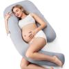 imageMomcozy Pregnancy Pillow with Cooling Cover Dreamlign U Pro Maternity Pillow with Adjustable Leg Pillow  Support for Back HIPS Belly Legs for Pregnant Women 5072 Inch Full Body Pillow GreyGrey Cooling Fabric