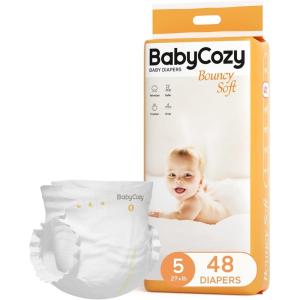 imageBaby Diapers Size 5 27lb48 Count Babycozy Dry Disposable Diapers Bouncy Soft08D Softer Touch Diapers and 10 Micron Velvet Soft Fiber Diapers Hypoallergenic for Sensitive Infant SkinSize 5 48 Count