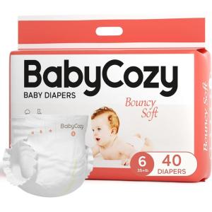 imageBaby Diapers Size 5 27lb48 Count Babycozy Dry Disposable Diapers Bouncy Soft08D Softer Touch Diapers and 10 Micron Velvet Soft Fiber Diapers Hypoallergenic for Sensitive Infant SkinSize 6 40 Count