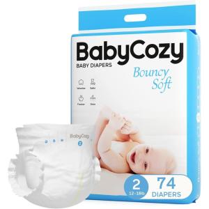 imageBaby Diapers Size 5 27lb48 Count Babycozy Dry Disposable Diapers Bouncy Soft08D Softer Touch Diapers and 10 Micron Velvet Soft Fiber Diapers Hypoallergenic for Sensitive Infant SkinSize 2 74 Count