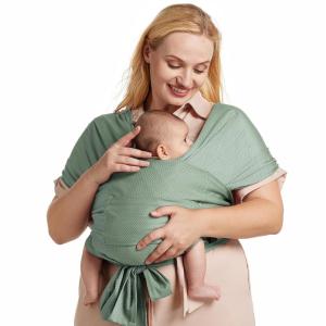 imageMomcozy Adjustable Buckle Baby Wrap Carrier Cooling AirMesh Easy to Wear Baby Carrier Sling Baby Carriers Newborn to Toddler 835lbs Suit for Waist 3047inch Regular Grey GreenAirMeshGrey Green