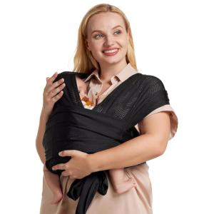 imageMomcozy Adjustable Buckle Baby Wrap Carrier Cooling AirMesh Easy to Wear Baby Carrier Sling Baby Carriers Newborn to Toddler 835lbs Suit for Waist 3047inch Regular Grey GreenAirMeshBlack