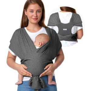imageMomcozy Adjustable Buckle Baby Wrap Carrier Cooling AirMesh Easy to Wear Baby Carrier Sling Baby Carriers Newborn to Toddler 835lbs Suit for Waist 3047inch Regular Grey GreenDeep Grey