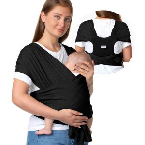 imageMomcozy Adjustable Buckle Baby Wrap Carrier Cooling AirMesh Easy to Wear Baby Carrier Sling Baby Carriers Newborn to Toddler 835lbs Suit for Waist 3047inch Regular Grey GreenDeep Black
