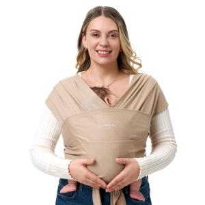 imageMomcozy Baby Carrier AirMesh  The Perfect Summer Water Sling for Newborns to Toddler 835 lbs  Cooling Breathable and Lightweight Baby Wrap Nice for Summer Pool Beach Swimming Charcoal GrayLight Curry