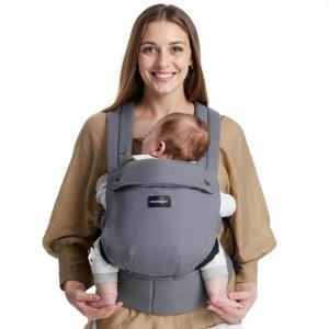 imageMomcozy Baby Carrier with Natural Cotton Linen Built to Last Ergonomic Design Lightweight and Comfortable HandsFree for MomsampampDads Brown CheckerboardCottonGrey