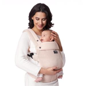 imageMomcozy Baby Carrier with Natural Cotton Linen Built to Last Ergonomic Design Lightweight and Comfortable HandsFree for MomsampampDads Brown CheckerboardAir MeshPink