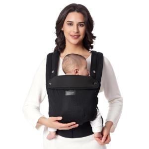 imageMomcozy Baby Carrier with Natural Cotton Linen Built to Last Ergonomic Design Lightweight and Comfortable HandsFree for MomsampampDads Brown CheckerboardAir MeshBlack