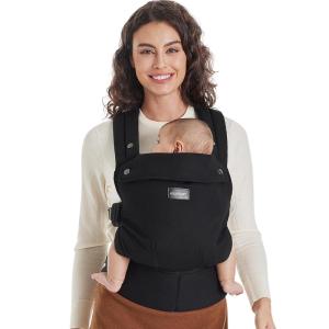 imageMomcozy Baby Carrier with Natural Cotton Linen Built to Last Ergonomic Design Lightweight and Comfortable HandsFree for MomsampampDads Brown CheckerboardCottonBlack