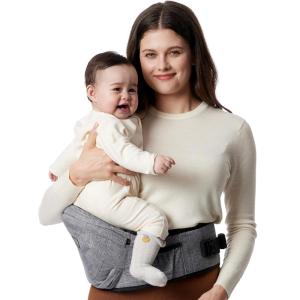 imageMomcozy Hip Seat Baby Carrier  Adjustable Waistband with Original 3D Belly Protector Ergonomic Carrier with Various Pockets for Toddlers up to 45lbs Grey Medium 2745INGrey