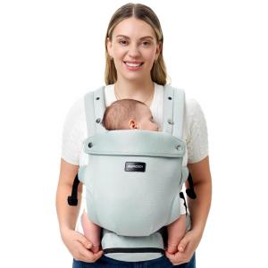 imageMomcozy Newborn Baby Carrier  Ergonomic Cozy and Lightweight Carrier for 724lbs Adjustable Neck Support with Sunshield Breathable Airmesh Perfect for Summer Outing Silver GreySilver Grey